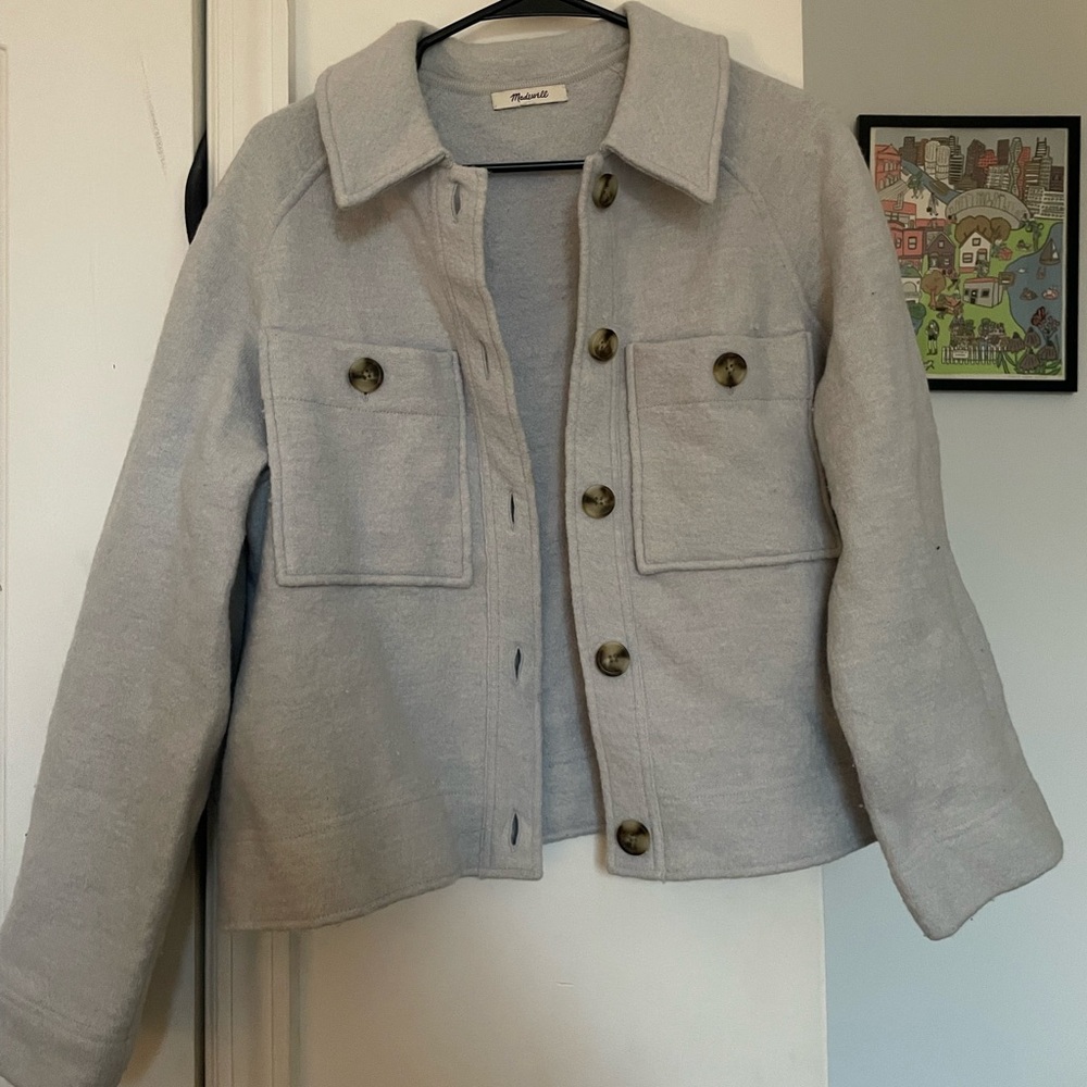 Madewell 100% wool jacket in light blue | Size M